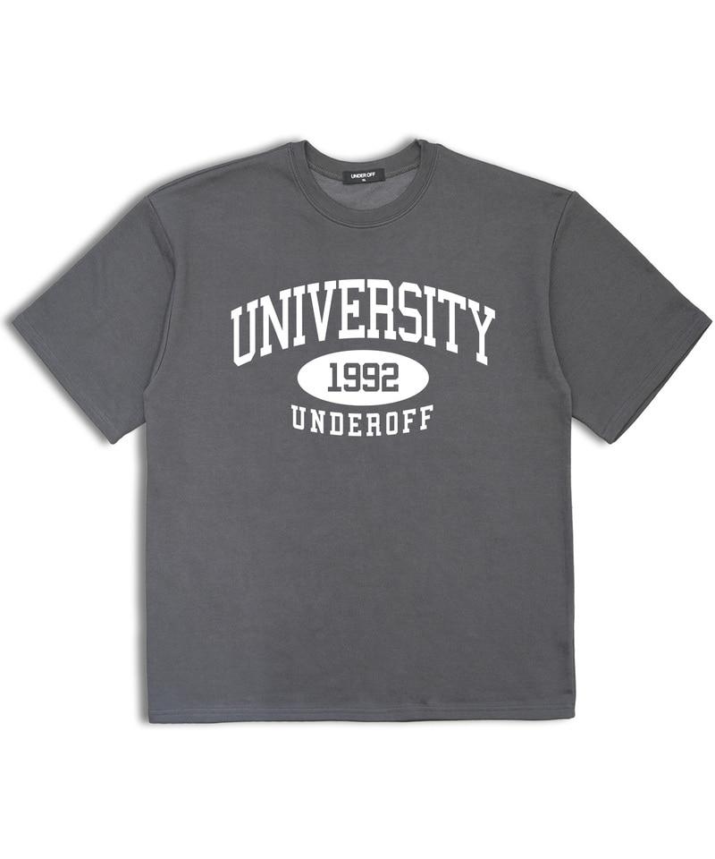 UNDEROFF Oversized Crew Neck University Short Sleeve T-Shirt White Blue