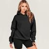 Damen Kapuzenpullover Übergröße Winter Herbst Dicke Lange Ärmel Locker Sport Oberteil mit Großer Tasche Mittellang Einfarbige Kapuze mit Kordelzug Elastische Bündchen