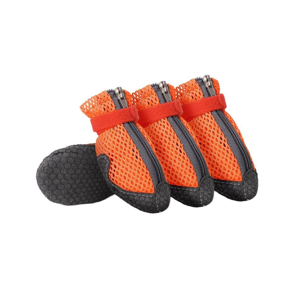 

4Pcs Anti-slip Dog Mesh Shoes Breathable Mesh Pet Shoe Cover Pet Supplies Dog Walking Boots Indoor L оранжевый