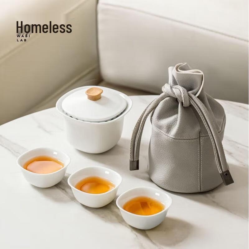 Wu Chajiu Small Square Round Portable Ceramic Tea Set