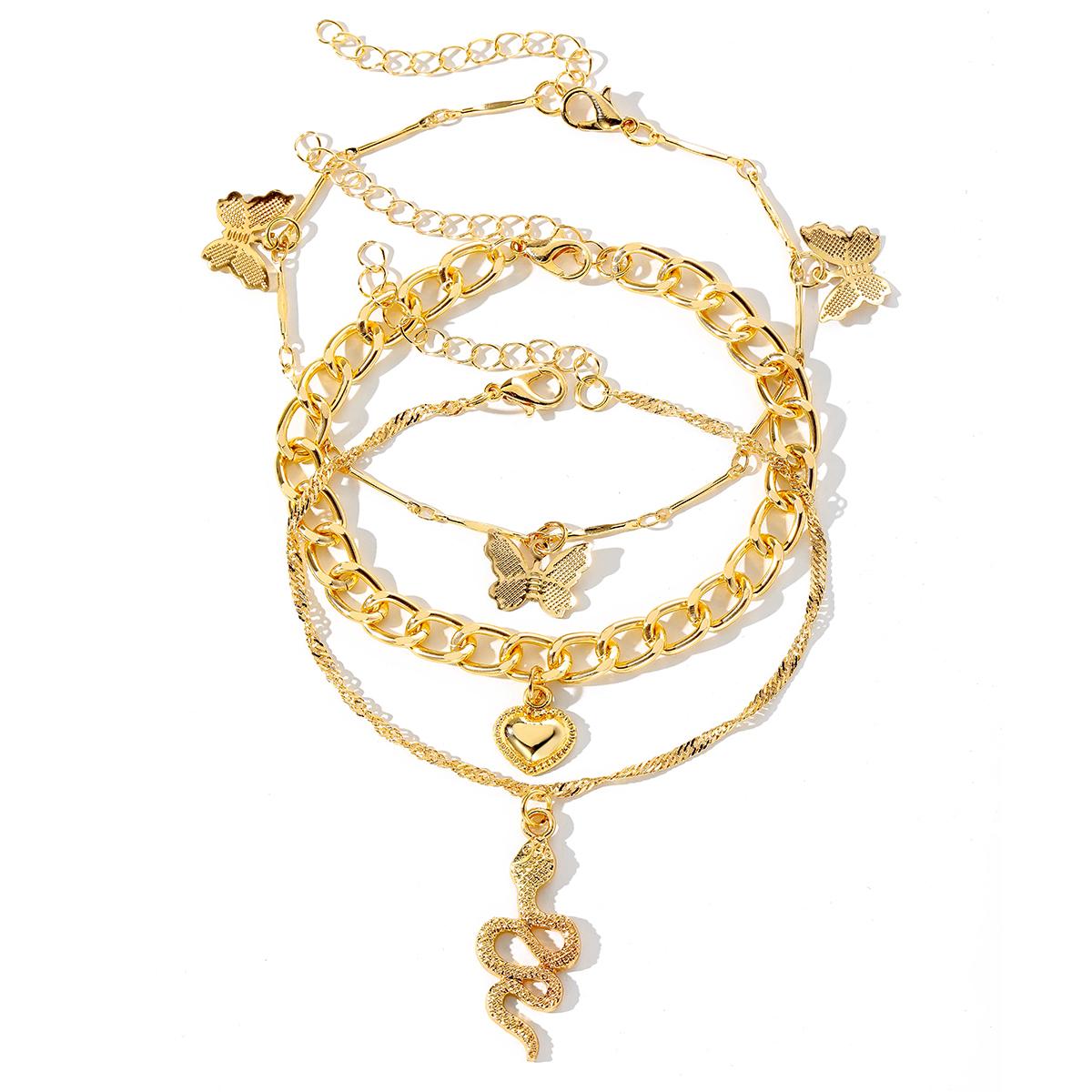 

Сексуальный кулон в виде змеи, роскошный женский пляжный ножной браслет с золотой бабочкой, комплект из 3 предметов, сексуальный подарок с резьбой по дереву, сто ювелирных изделий золотой