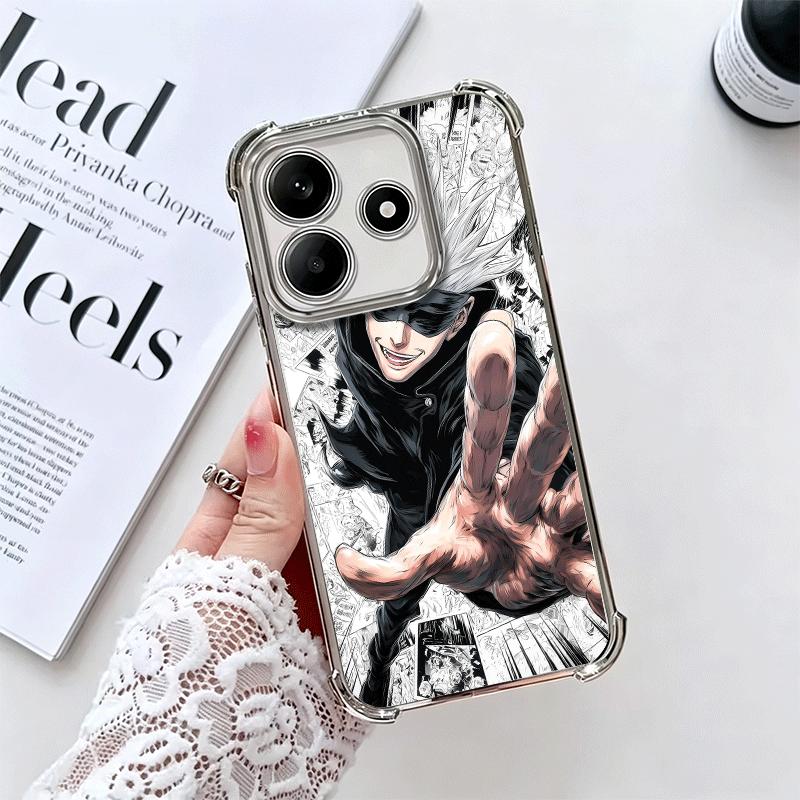 Anime Gojo Satoru JUJUSU Plating Phone Case For Xiaomi Redmi Note 14 15 Pro Plus 13 12 11 11S 11T 10 9S 9 5G Anti-Fall Airabag C