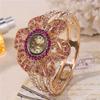 Women's Analog Quartz Watch Flower Design Dial Strap Metal Wristwatch