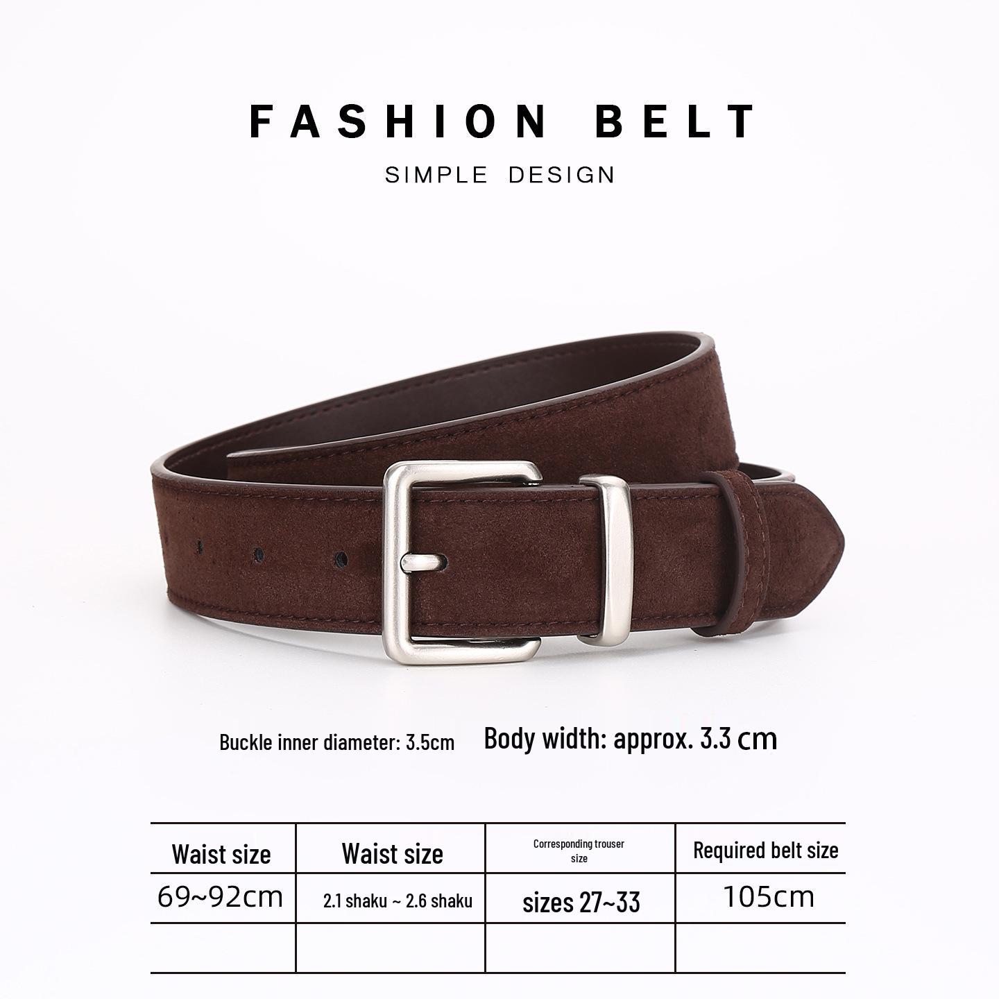

Women s High-End Suede Frosted Cowhide Belt - Versatile Decorative Leather Accessory for Suits, Overcoats, and Jackets 105 cm