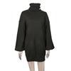 Women's High Neck Knit Pullover Dress - Autumn Winter, Long Sleeve, Loose Wool