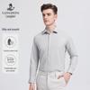 Langdeng Men's Mulberry Silk Blend Anti-Wrinkle Striped Long Sleeve Shirt
