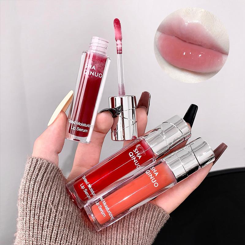 SHAQINUO Tinted Lip Serum 2.6g Deep Moisturizing Hydrating Tinted Lip Gloss Watery Glossy Mirror Finish Natural Nude Makeup