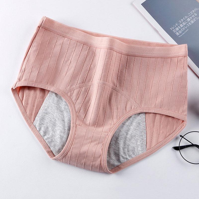 Women Underwear Breathable Mid-Waist Menstrual Knickers Cotton Panties Period Pants Leak-Proof