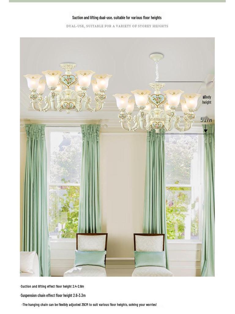 European Retro Resin Chandelier for Living Room, Restaurant, or Bedroom - Warm Atmosphere and Unique Style