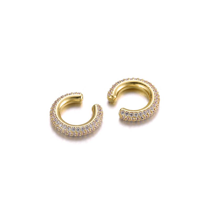 Ipc Round C Shape Cartilage Clip Earrings For Women Fake No Pierced Earrings Aaaa Zirconia Geometric Jewelry Gold  Color