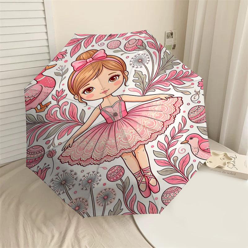 

1PC Ballerina Flowers Umbrella-8-Rib Reinforced, Automatic Open, Lightweight & Durable, Fashion Accessory for Outdoor, H0376