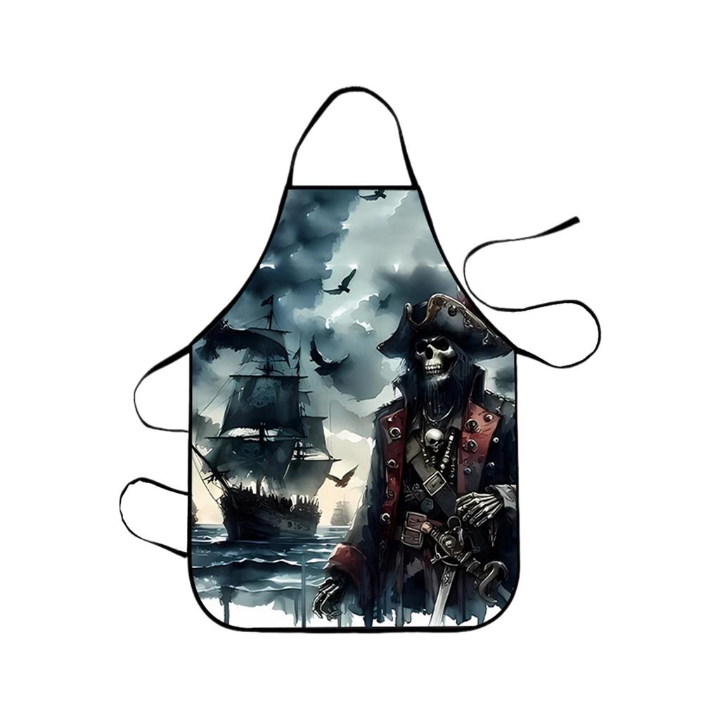 Classic Pirate Apron, Adjustable Waterproof Polyester Kitchen Apron For Men And Women Cooking, Baking, BBQ, Coffee Shop, Housewarming Gift, 25x29 Inch