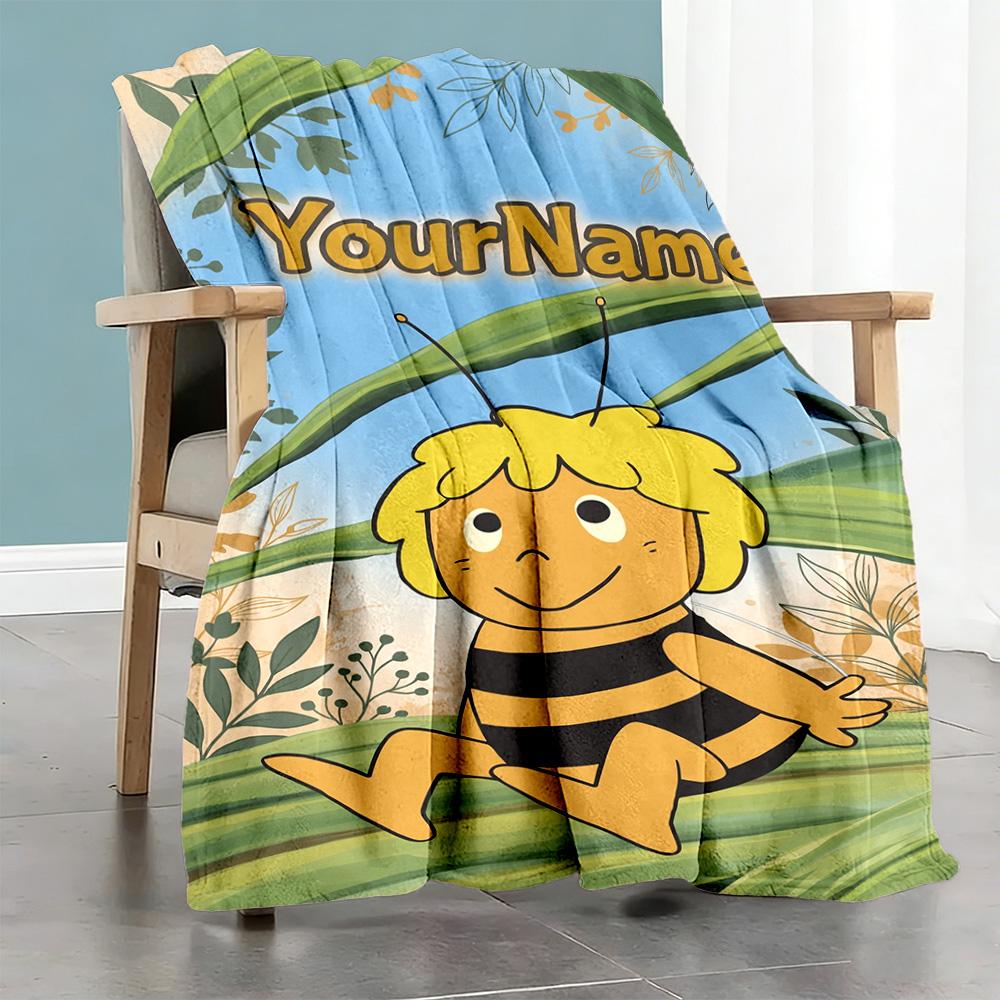 Biene Maja Customize Text Blanket Cozy Customizable Blanket Comfortable for Livingroom Office Office Chair Picnics All-Season Use