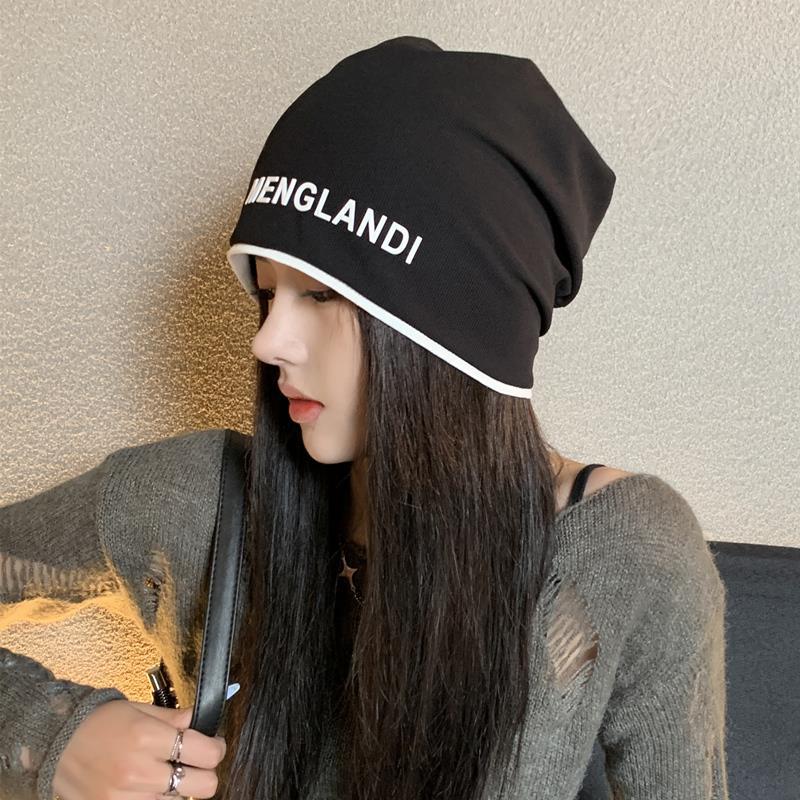 

Холодная шапка летняя тонкая женская ретро американская уличная хип-хоп алфавит шапка для родов дышащая для лица маленькая шапка с отворотом Adult average size elastic