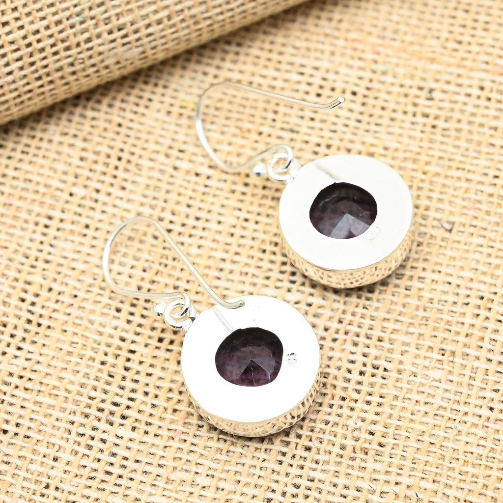 Amethyst Edelstein Handarbeit 925 Sterling Silber Schmuck Ohrringe für Hochzeitsgeschenk