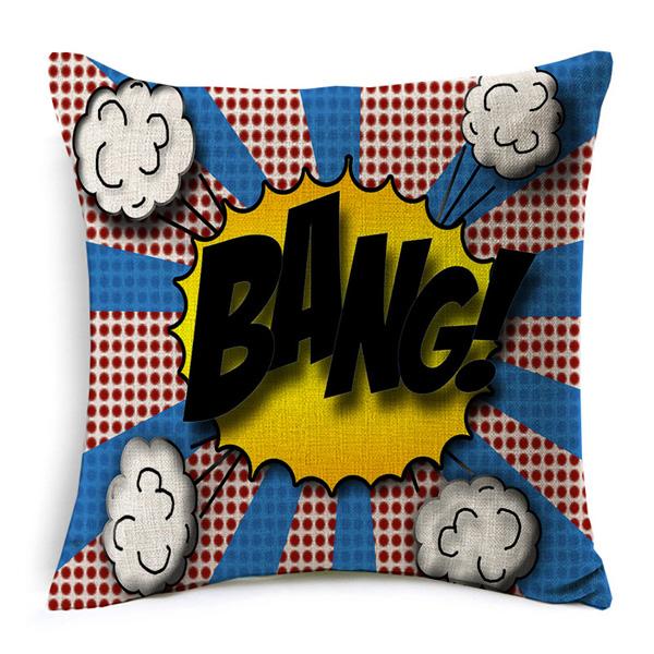 Cotton Linen Throw Pillow Cover American Pop Art Cushion Cover Pow Bang Wow Love Pineapple Modern Decorative Sofa Cushion Covers