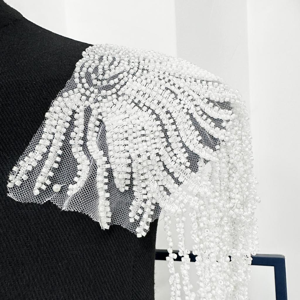 Black Tassel Chain Sequins Shoulders Wedding Dress Performance Dress Fashion Accessories