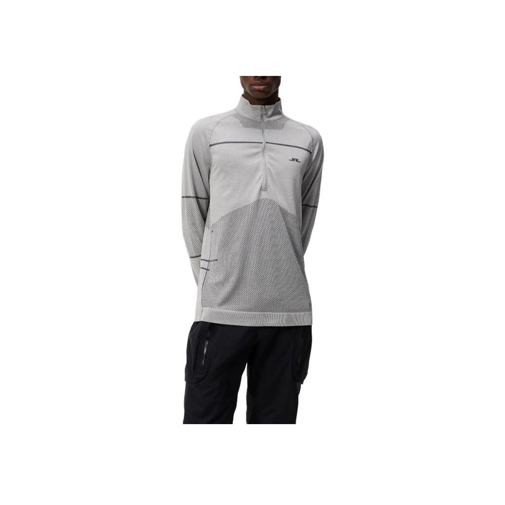 J.LINDEBERG Jimmy Seamless Mid Layer Mock Neck Raglan Half Zip Logo Long Sleeve Jacket Men Jackets Gray AMJS09802-U199