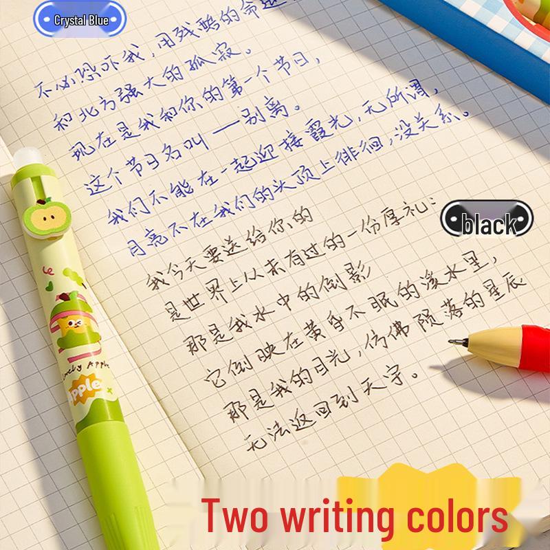 Apple Party Erasable Gel Pen: Soft Grip, Ideal for Third Graders, Promotes Correct Posture, Push-Button Design.