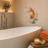 Self-Adhesive Toilet Lid Decals Watercolor Goldfish Seat Sticker & Water Plants Tank Stickers PVC Waterproof Bathtub Decal for Bathroom Decor