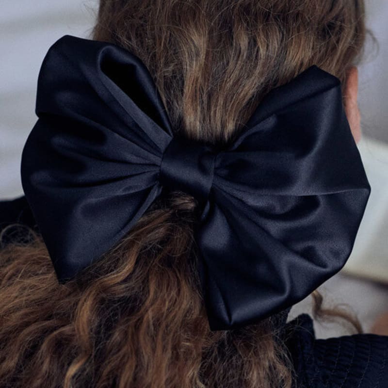 Elizabeth Moments Black Large Satin Ribbon Hair Pin