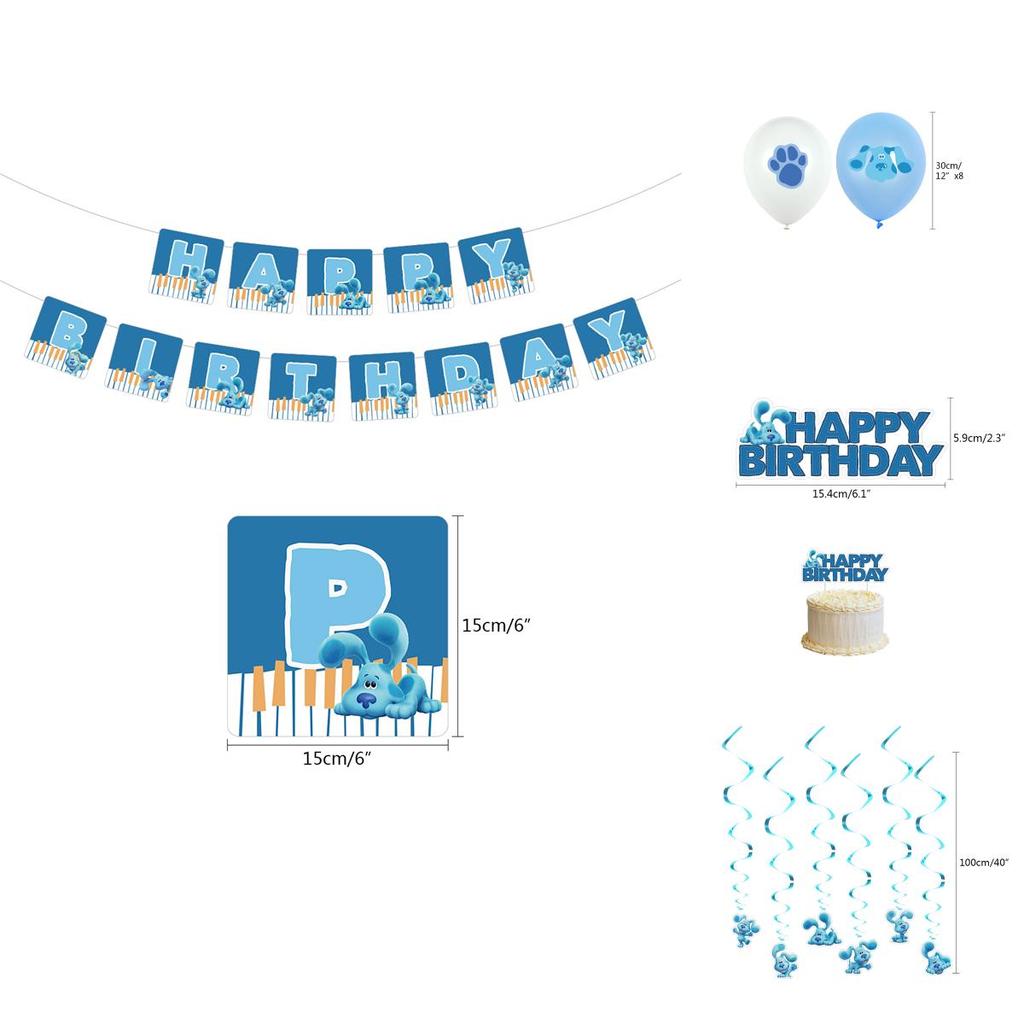 Vibrant Blue's Clues Kids Themed Birthday Party Decor Set With Happy Birthday Banner And Balloons