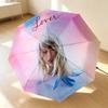 Lover Art 8 Ribs 3Fold Black Glue Uv Protection Umbrella Sun Protection Rainproof Compact Folding Umbrella For Travel Daily Use C92488
