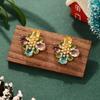 European and American color sweet star earrings Christmas inlaid zirconium flower design earrings fashion silver needle earrings
