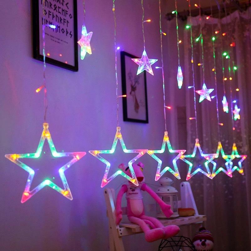Solar LED Star Curtain Lights for Windows and Courtyard Decor
