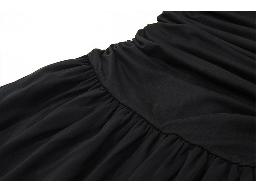 Rochie de vară 2023 în stil european-american, plisată, cu decolteu pătrat, din plasă, cu bretele spaghetti