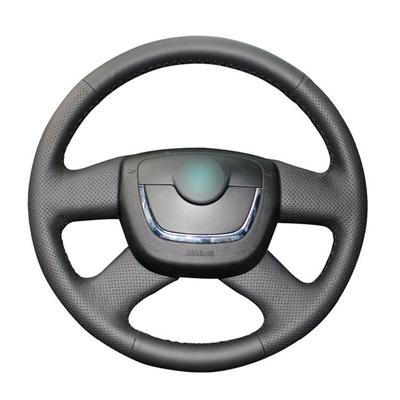 Juodas dirbtinės odos minkštas automobilio vairo dangtis, skirtas Skoda Octavia Yeti Superb 2008-2013 Citigo Roomster Fabia 2009-2012 m.