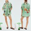 2023 New Casual European & American Two-Piece Set: Cotton & Linen Print Shirt + Shorts