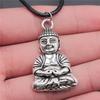 17 stilar Buddha-staty Hänge Halsband Svart Läderkedja Halsband Fabrikspris Handgjorda Smycken