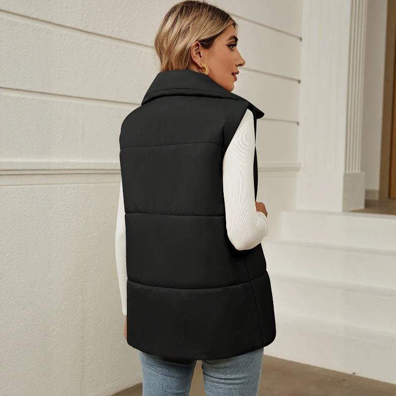 Cotton Vest Women's Autumn and Winter Drawstring Stand-up Collar Sleeveless Cotton Vest Jacket