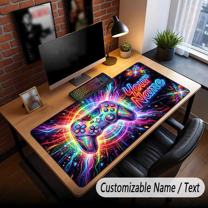 Neon Abstract Theme Custom Mouse Pad Personalized With Name Text Customized Desk Mat For Office Home Decor