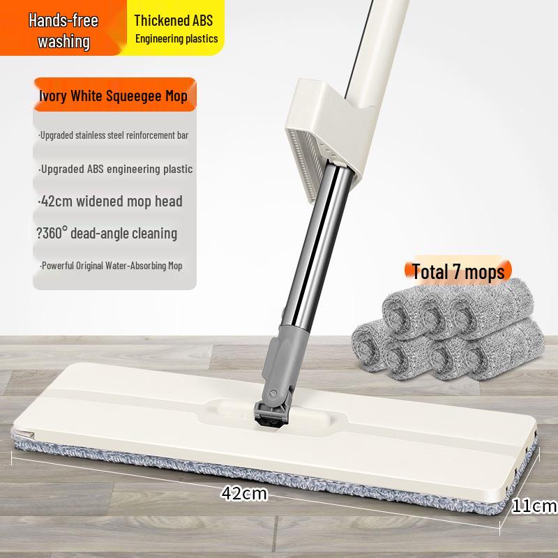 Large Hands-Free Wet & Dry Flat Mop with Squeegee