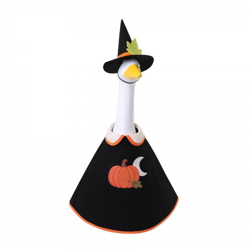 Halloween Porch Goose Costume Set Witch Hat Cape 23 Inch Decorative Outdoor Yard Decoration