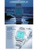 SHIKE MEI Wasserdichte Digitale Quarz-Herrenuhr mit Leuchtendem Stahlarmband und Kleinem Quadratischem Zifferblatt