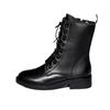 Weiche Leder-Mode-Stiefel Damen Britische Stil Stiefel Herbst und Winter Samt neue niedrig-absatzige Mode-Stiefel flachsohlige kurze Stiefel Damen