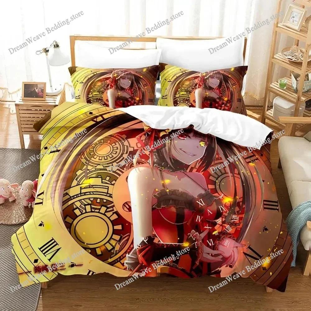 Date A Live Tokisaki Kurumi Bedding Set Duvet Cover Bed Set Quilt Cover Pillowcase Comforter King Queen Size Boys Adult Bedding7