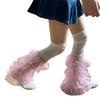 Women Ruffle Lace Leg Warmer Sweet Thigh High Socks Mesh Flared Leg Socks Princess Leg Sleeves Halloween Costumes
