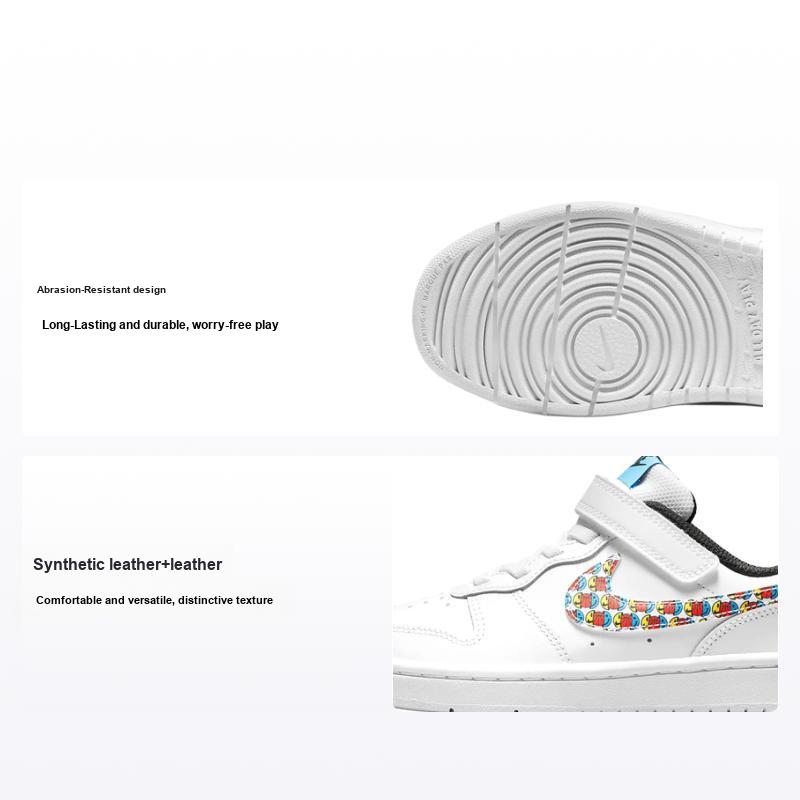 Nike Court Borough Low 2 SE PS Happy Hoops Kinder-Sneaker Weiß Schwarz Universitätsblau DM8099-100