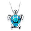 Steel Fun Jewelry Sea Turtle Animal Pendant Female Blue Crystal Wedding Jewelry Charms Necklace For Women Neck Chain Accessories