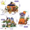 Non-Toxic Halloween Mini Pumpkin House Micro Model Building Blocks City Diy Pumpkin Carriage Set Bricks Toys For Children Gift