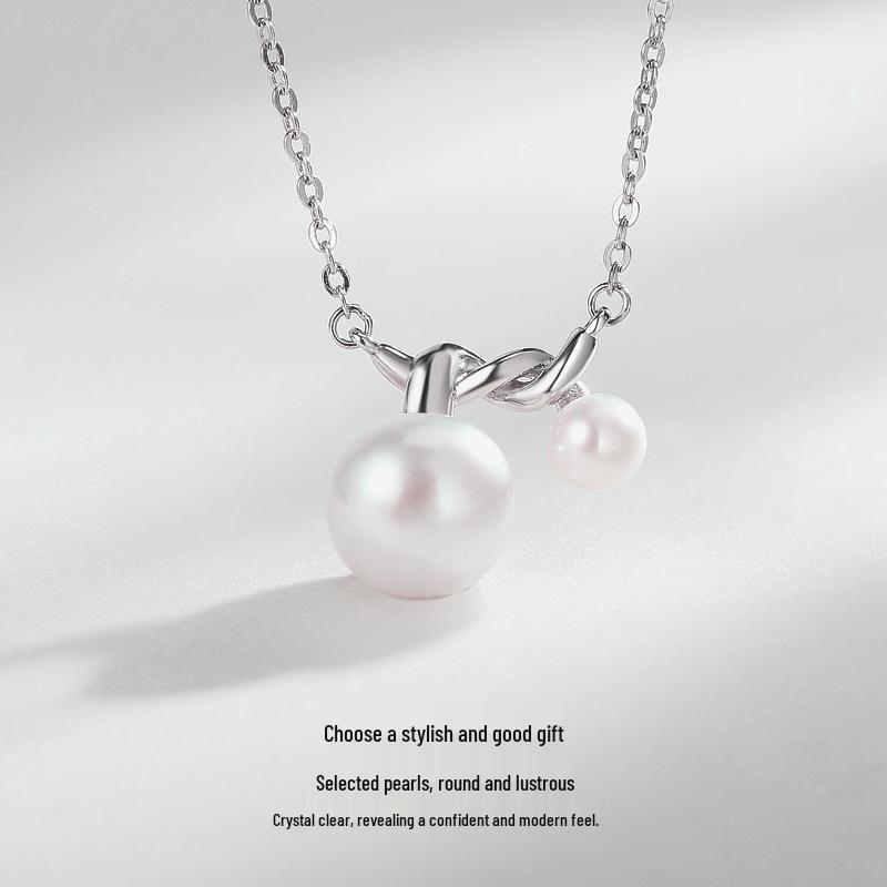 Influencer Style Sterling Silver & Freshwater Pearl Clavicle Necklace for Women