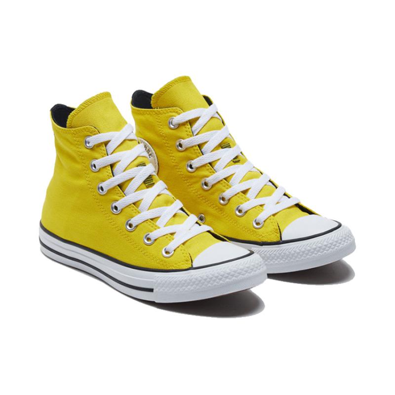 Converse Chuck Taylor All Star Round Toe Lace-up Non-Slip Abrasion Breathable High Top Espadrilles Women's Yellow