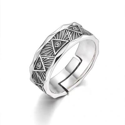 Retro Eye of Providence Adjustable Open Ring Punk Gothic Mystic Ring For Men Women Edgy Zircon Vintage Accessories Unisex Gift