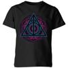 Harry Potter Deathly Hallows Neon Kids' T-Shirt - Black