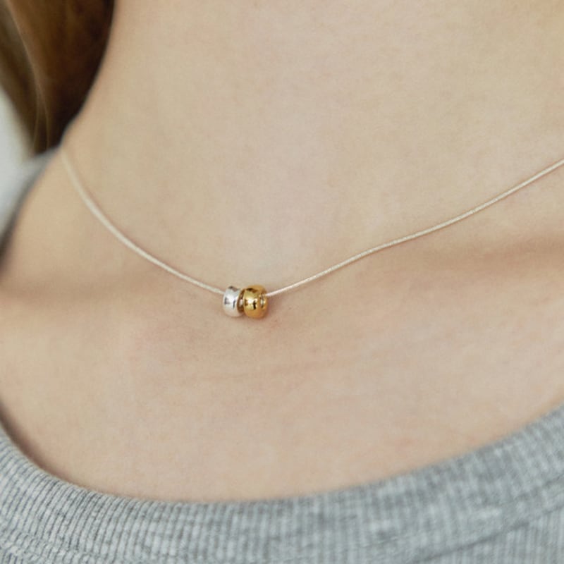 Ihr SILVER & GOLD MIX BALL NECKLACE / 925 SILVER