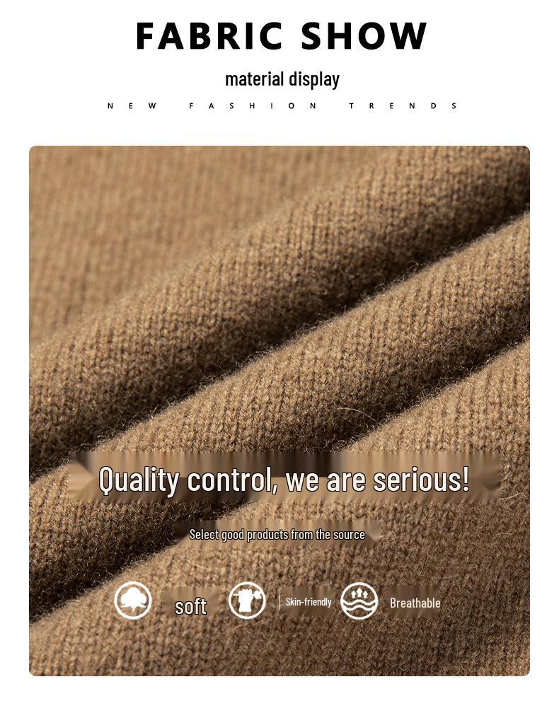 2025 Men's Pure Wool Round Neck Knit Sweater - Casual Long Sleeve Autumn/Winter Collection